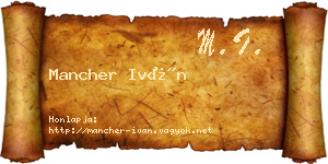 Mancher Iván névjegykártya